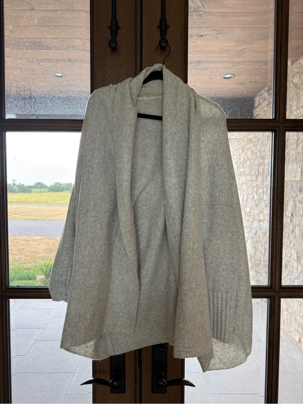 Knox Rose Light Gray Open-Front Shawl Cardigan